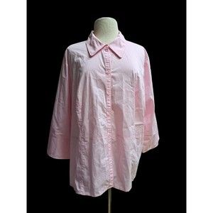 Lane Bryant Button-up Shirt Pink Lightweight 3/4 Sleeve